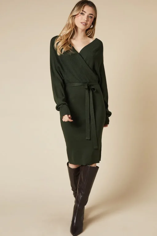 Belted Wrap Jumper Dress