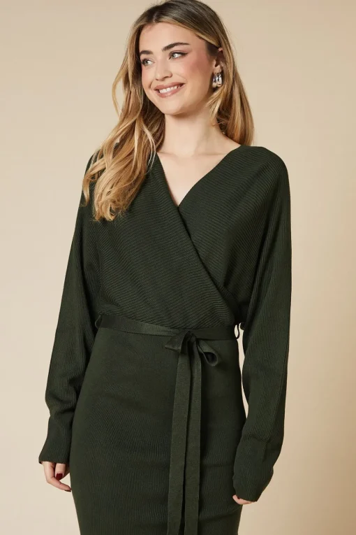 Belted Wrap Jumper Dress