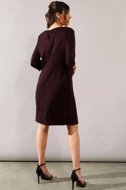 Berry Leopard Jacquard Ponte Shift Dress