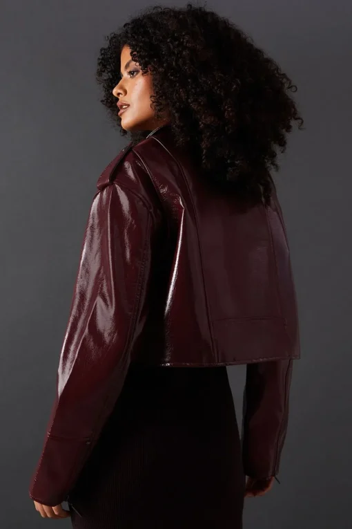 Berry Oversized Biker Jacket