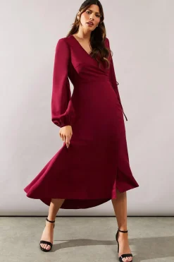 Berry Woven Wrap Dress