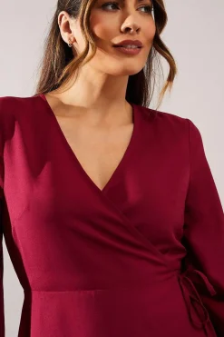 Berry Woven Wrap Dress