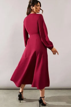 Berry Woven Wrap Dress