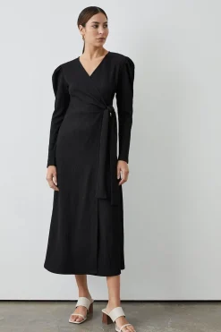 Black Jersey Wrap Dress
