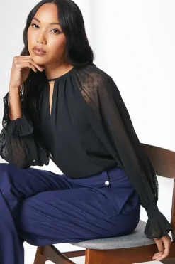 Black Keyhole Detail Dobby Top