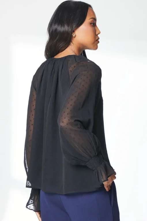 Black Keyhole Detail Dobby Top