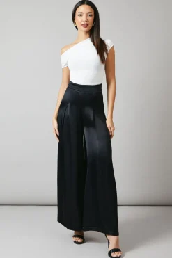 Black Premium Satin Wide Leg Trouser