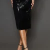 Black Sequin Midi Skirt