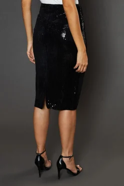 Black Sequin Midi Skirt