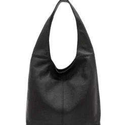 Black Soft Pebbled Leather Hobo Bag | BRRXD