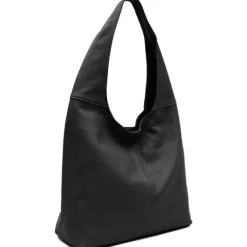 Black Soft Pebbled Leather Hobo Bag | BRRXD