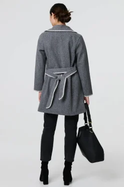 Blanket Stich Coat with Belt