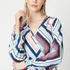 Blue Geo Wrap Top