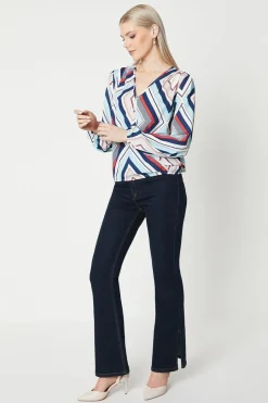 Blue Geo Wrap Top