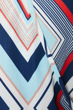 Blue Geo Wrap Top