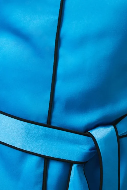 Blue Piping Detail Keyhole Midi Dress