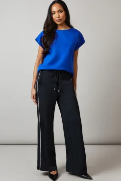 Blue Plain Short Sleeve Top