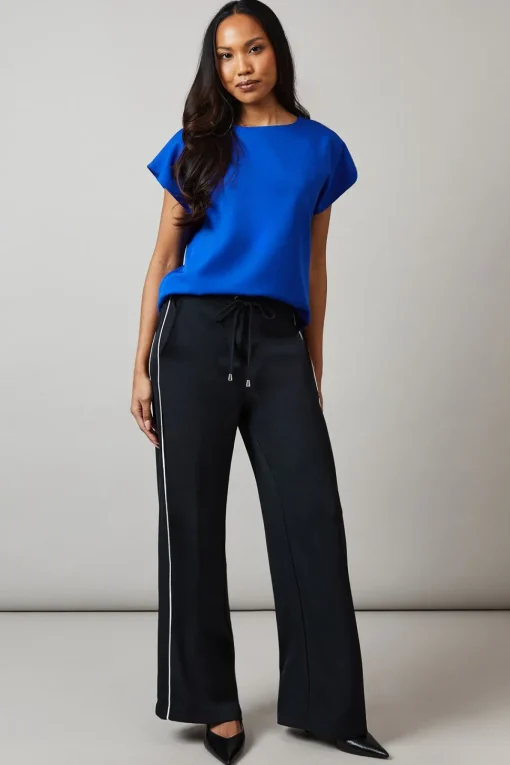 Blue Plain Short Sleeve Top