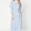 Blue Stripe Midi Shirt Dress