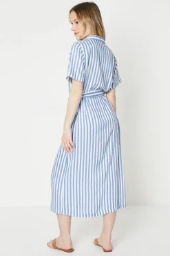 Blue Stripe Midi Shirt Dress