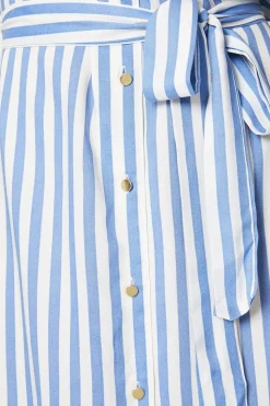 Blue Stripe Midi Shirt Dress