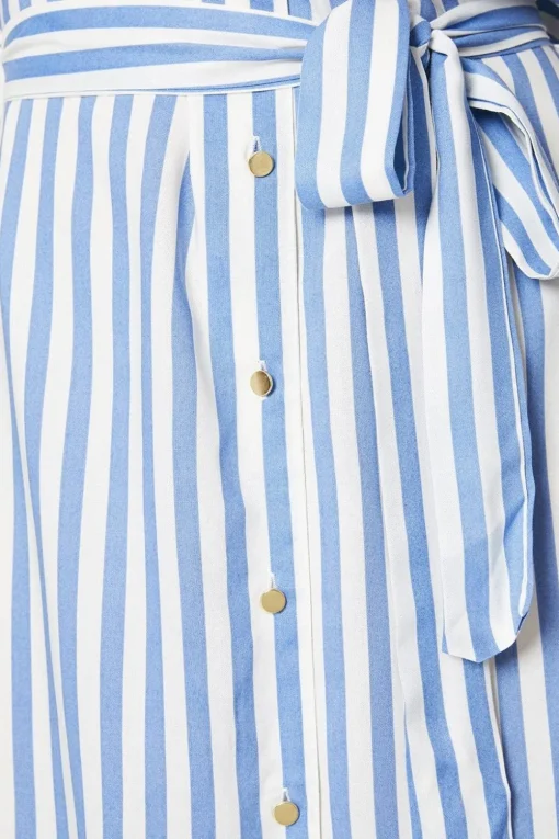 Blue Stripe Midi Shirt Dress