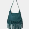 Boho Tassel Trim Premium Suede Shoulder Bag