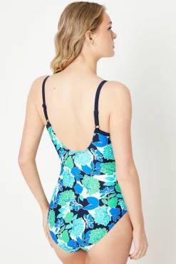 Bold Bloom Twist Front Tummy Control Swimsuit