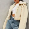 Borg Buckle Detail Cropped Aviator Jacket