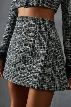Boucle High Waist A-line Mini Skirt