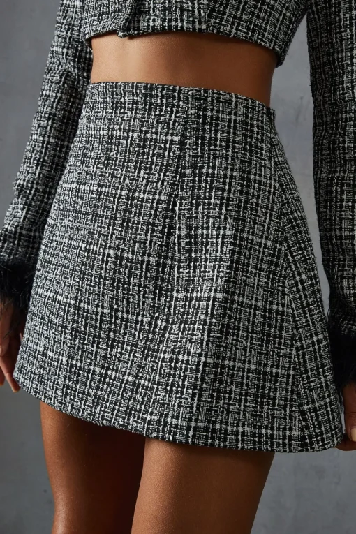 Boucle High Waist A-line Mini Skirt