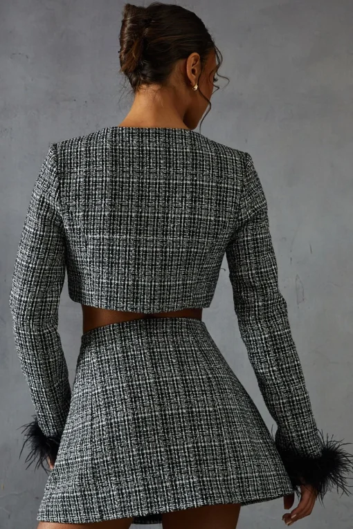 Boucle High Waist A-line Mini Skirt