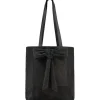 Bow Compact Haircalf Leather Tote Bag Black | BBLYN