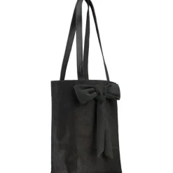 Bow Compact Haircalf Leather Tote Bag Black | BBLYN