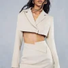 Boxy Cropped Fold Over Blazer
