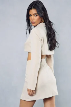 Boxy Cropped Fold Over Blazer