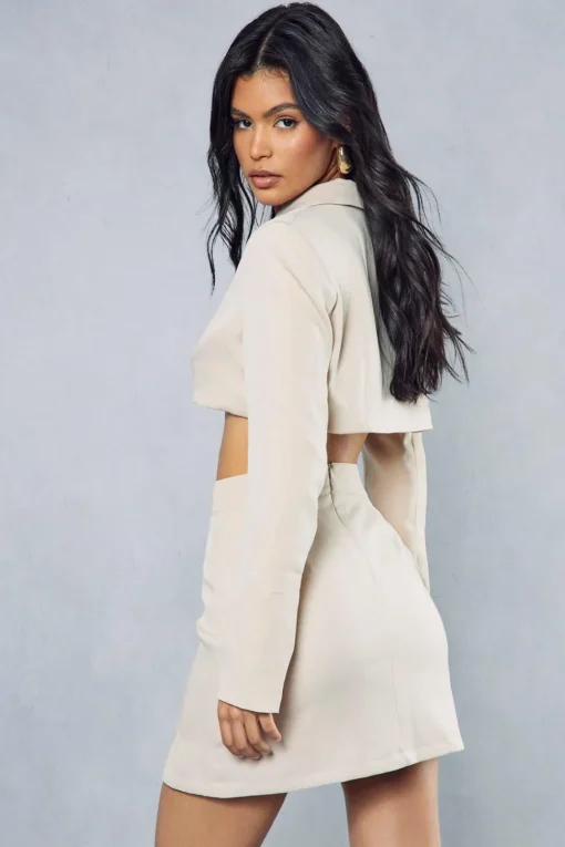 Boxy Cropped Fold Over Blazer