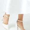 Bridal Sadie Platform Pointed High Block Heel Court Shoes