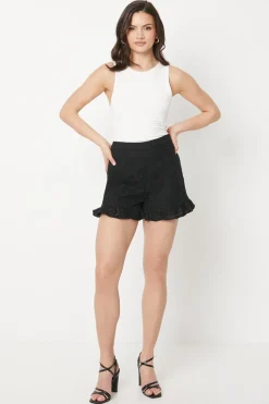 Broderie Frill Hem Shorts