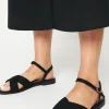 Bronte Scalloped Detail Cross Strap Flat Sandals