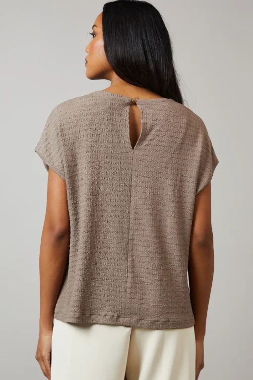 Brown Textured Jersey T -Shirt