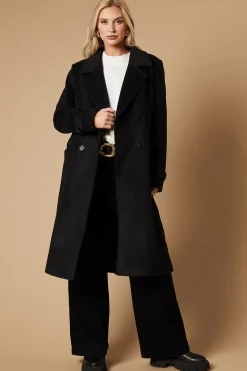 Brushed Faux Wool Double Breasted Coat
