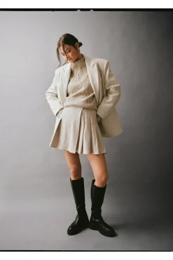 Brushed Wool Blend Blazer Coat
