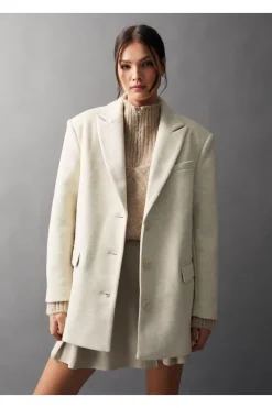 Brushed Wool Blend Blazer Coat