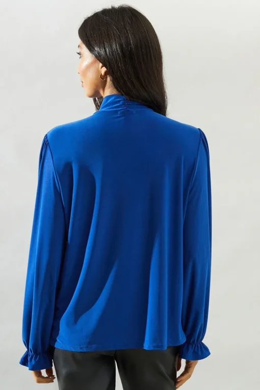 Bubble Hem Tie Neck Jersey Top