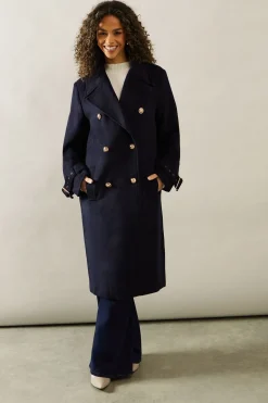 Buckle Detail Double Breasted Coat