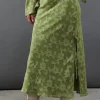 Burnout Chiffon Bias Tie Side Midi Skirt
