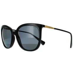 Butterfly Shiny Black Dark Grey Polarized RA5248 Sunglasses