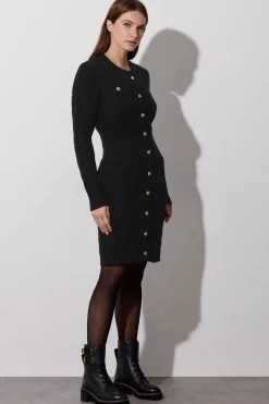 Button Detail Cable Knit Dress
