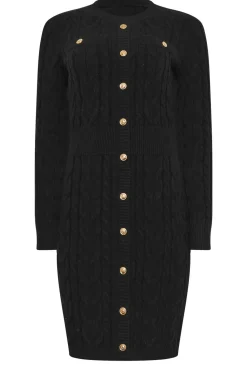 Button Detail Cable Knit Dress